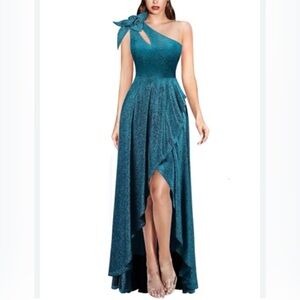 VFSHOW 3D Flower Ruched Prom Formal Dress SexyCocktail Split Cutout Evening Gown